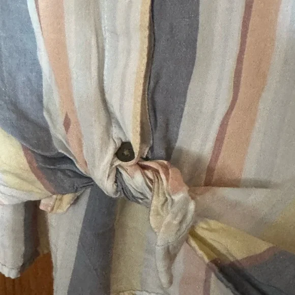 A.n.a. Striped Button-Up Shirt with Knot Detail - Picture 6 of 6